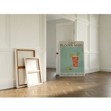Pegziz Bloody Mary Kokteyl Minimalist Kanvas Tablo - Cafe Dekor - Salon ve Mutfak Için Duvar Dekoru