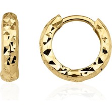 Fiyonk Kuyumculuk 14 Ayar Altın Işıltılı Halka Küpe 2