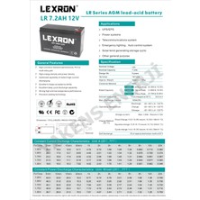 Lexron 7.2 Ah 12V Kuru Akü Lexron