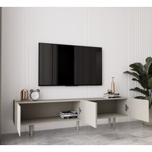 Enwood Capella Kumtaşı Rengi Mdf 4 Kapaklı Ahşap Ayaklı 160 cm Tv Ünitesi