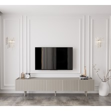 Enwood Capella Kumtaşı Rengi Mdf 5 Kapaklı Ahşap Ayaklı 200 cm Tv Ünitesi