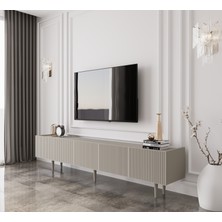 Enwood Capella Kumtaşı Rengi Mdf 5 Kapaklı Ahşap Ayaklı 200 cm Tv Ünitesi