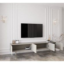 Enwood Capella Kumtaşı Rengi Mdf 5 Kapaklı Ahşap Ayaklı 200 cm Tv Ünitesi