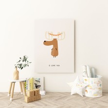 Pegziz Minik Geyik Modern Kanvas Tablo - Bebek Odası Dekorasyon - Çocuk Odası Tablo