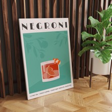 Pegziz Negroni Kokteyl Minimalist Kanvas Tablo - Cafe Dekor - Salon ve Mutfak Için Duvar Dekoru