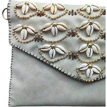 Vertiginoso Deniz Kabuklu Bej Kadın Portföy Clutch El ve Kol Çantası
