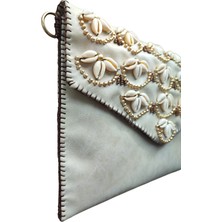 Vertiginoso Deniz Kabuklu Bej Kadın Portföy Clutch El ve Kol Çantası