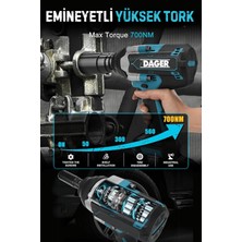 Dager SIGMA-XR 21 V 4 Ah Yüksek Tork Akülü Somun Bijon Sökme Takma Sıkma Makinesi Kömürsüz