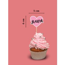 My Design Black Pink Doğum Günü Pasta Kürdanı, 12 Adet Cupcake Süsü