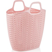 Tekno Trust Pembe Çok Şık Örgü Market Çantası, Alışveriş Çantası 44 X 48 Cm