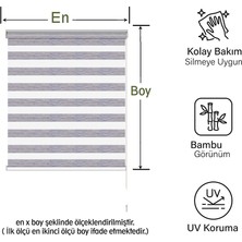 Mekstor Soft Bamboo Gri Beyaz Kırçıllı Zebra Perde ( Etek Düz )