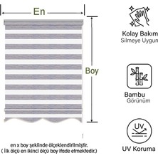 Mekstor Soft Bamboo Gri Beyaz Kırçıllı Zebra Perde ( Etek Dilimli )