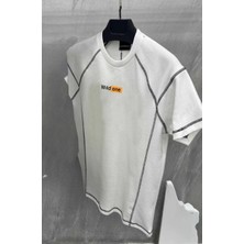 Tarz Yeri  Dikişli Baskılı Oversize T-Shirt - Beyaz