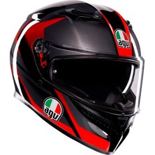 Agv K3 Mplk Striga Kapalı Kask (Siyah-Gri-Kırmızı)