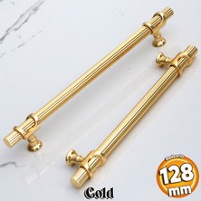 Badem10 Arsin Altın Metal Kulp 128 Mm-12.8 cm Mobilya Dolap Çekmece Mutfak Dolabı Kapak Kulpları Kulbu Kulpu
