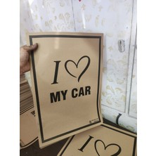 35X50 I Love My Car Baskılı Oto Kağıt Paspas 100 Adet