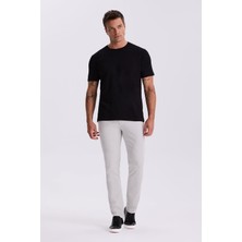 Siyah %100 Pamuk Slim Fit Bisiklet Yaka Basic T-Shirt