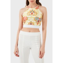 Versace Jeans Couture Cropped Fit Bisiklet Yaka Top Bayan Top 76HAM227 JS348 G03
