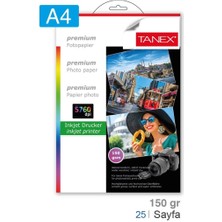 Tanex A4 Fotoğraf Kağıdı 150 gr  25'li 1 Paket 25 Adet