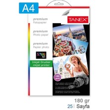 Tanex A4 Fotoğraf Kağıdı 180 gr 1 Paket 25 Adet