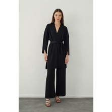 Sherin Siyah Boru Paça Basic Triko Pantolon