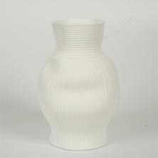 Vitale Beyaz Darbeli Vazo Kısa 15*15*23 cm AK.JM00010