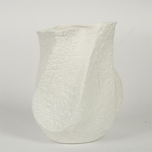 Vitale Beyaz Deri Dokulu Seramik Vazo 9*11*20 cm AK.JM00024