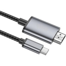 Coofbe 4K 30Hz Type-C To HDMI Dönüştürücü Görüntü Aktarım Kablosu 2metre Type-C To HDMI Görüntü Kablo