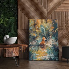Pegziz Ormanda Tilki Minimalist Modern Kanvas Tablo - Salon Oturma Odası Mutfak Ofis Için Duvar Dekoru