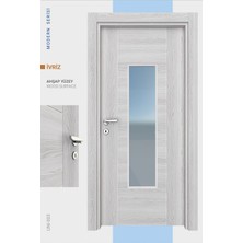 Alo Kapı Melamin Modern Ivriz Camlı Oda Kapısı, 86/204/14-17 cm