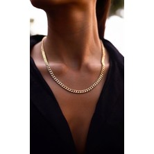 Nesly Accessories Kuyumcu Model 18K Altın Kaplama Traşlanmış Zincir Kolye (6mm)