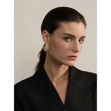 Nesly Accessories Inci Detaylı Paslanmaz Çelik Damla Model Küpe (3cm)