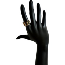 Nesly Accessories Geometrik Şekil Paslanmaz Çelik Ayarlanabilen Kadın Yüzük