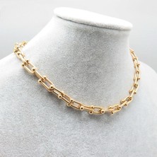 Nesly Accessories 18K Altın Kaplama Kuyumcu Modeli Gemici Dümeni Kilit Choker Model Tiffany Zincir Kolye