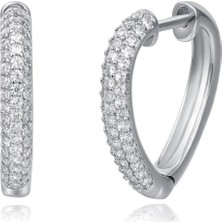 Nesly Accessories Zirkon Taşlı Silver Kalp Halka Xuping Küpe (5cm)