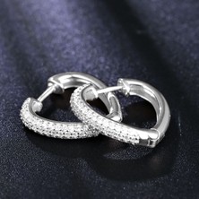 Nesly Accessories Zirkon Taşlı Silver Kalp Halka Xuping Küpe (5cm)