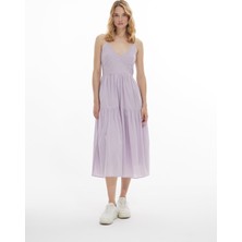 LTB Poplin Midi Pembe Elbise