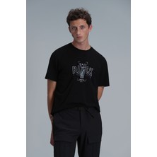 Lufian Adrıan Modern Grafik T- Shirt Siyah