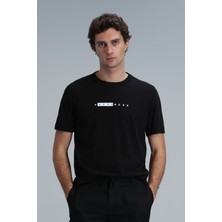 Lufian Kane Modern Grafik T- Shirt Siyah