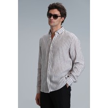 Lufian New Erkek Basic Gömlek Regular Fit Kahverengi