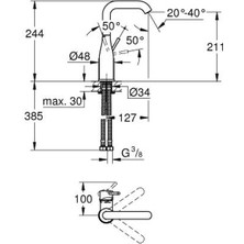 Grohe Essence Tek Kumandalı Lavabo Bataryası 1/2" L-Boyut - 24177KF1