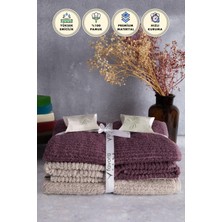 Line %100 Pamuk Luxury 6 Parça Havlu Hamam Seti - Bej Mürdüm