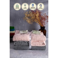 Line %100 Pamuk Luxury 6 Parça Havlu Hamam Seti - Gri Pembe