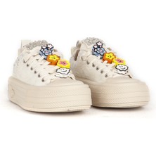 Scootland Kadın Sneaker Yüksek Taban Bağcıklı Günlük Ayakkabı 19000 Bej