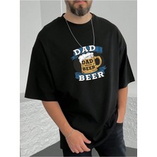 Woodroffe Erkek Bira Babası Dad Beer Baskılı Bisiklet Yaka Salaş Oversize Boyfriend Siyah, Beyaz, Bej, Mavi T-Shirt