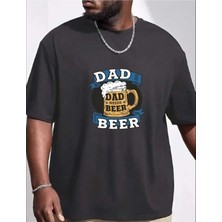 Woodroffe Erkek Bira Babası Dad Beer Baskılı Bisiklet Yaka Salaş Oversize Boyfriend Siyah, Beyaz, Bej, Mavi T-Shirt