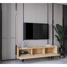 Enwood Spica Safir Meşe Rengi Mdf 3 Kapaklı Ahşap Ayaklı 160 cm Tv Ünitesi