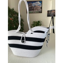 Double Knot Design Bailey 2li Takım Plaj Çantası , El Çantası Clutch, Totebag, Kadın Çanta, Yazlık, Hediyelik, hasır Jüt Tress