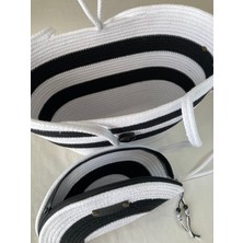Double Knot Design Bailey 2li Takım Plaj Çantası , El Çantası Clutch, Totebag, Kadın Çanta, Yazlık, Hediyelik, hasır Jüt Tress