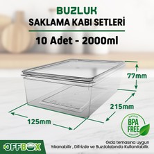 OFFBOX 10 Adet 2 Lt. Kendinden Kapaklı Derin Dondurucuya Uygun Saklama Kabı Düzenleyici